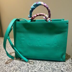 Furla Turquoise Genuine leather tote